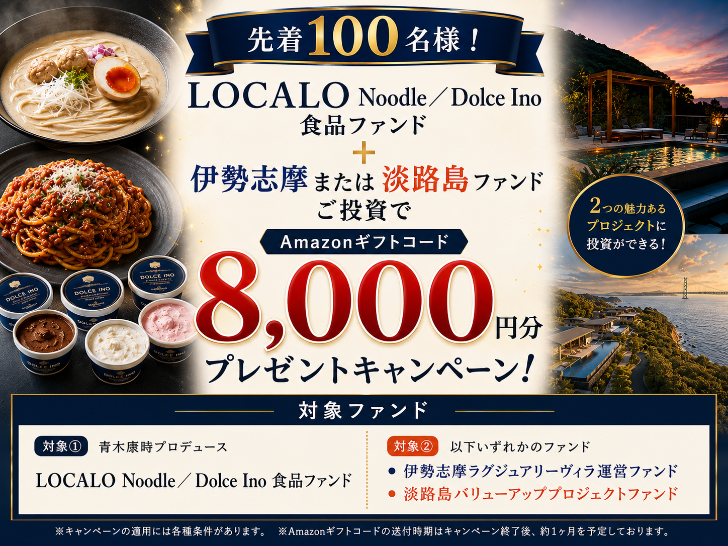青木康時プロデュース LOCALO Noodle/Dolce Ino 食品ファンド